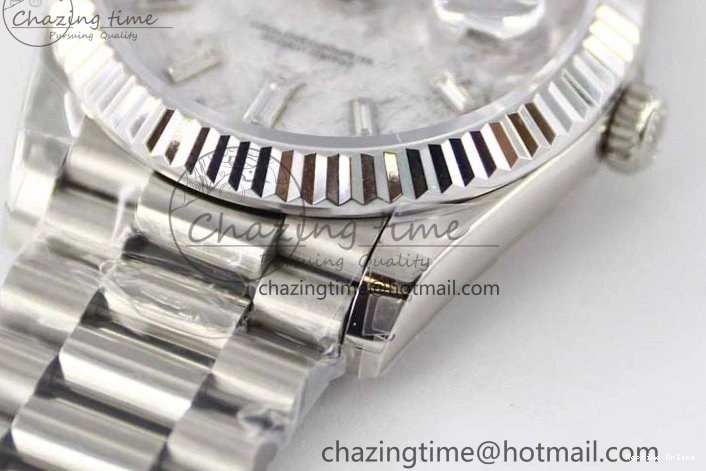 0126 FashionForward Day Date 40mm SS 904L Steel TWF 1:1 Best Edition Meteorite Crystal Dial on SS Bracelet A 2360